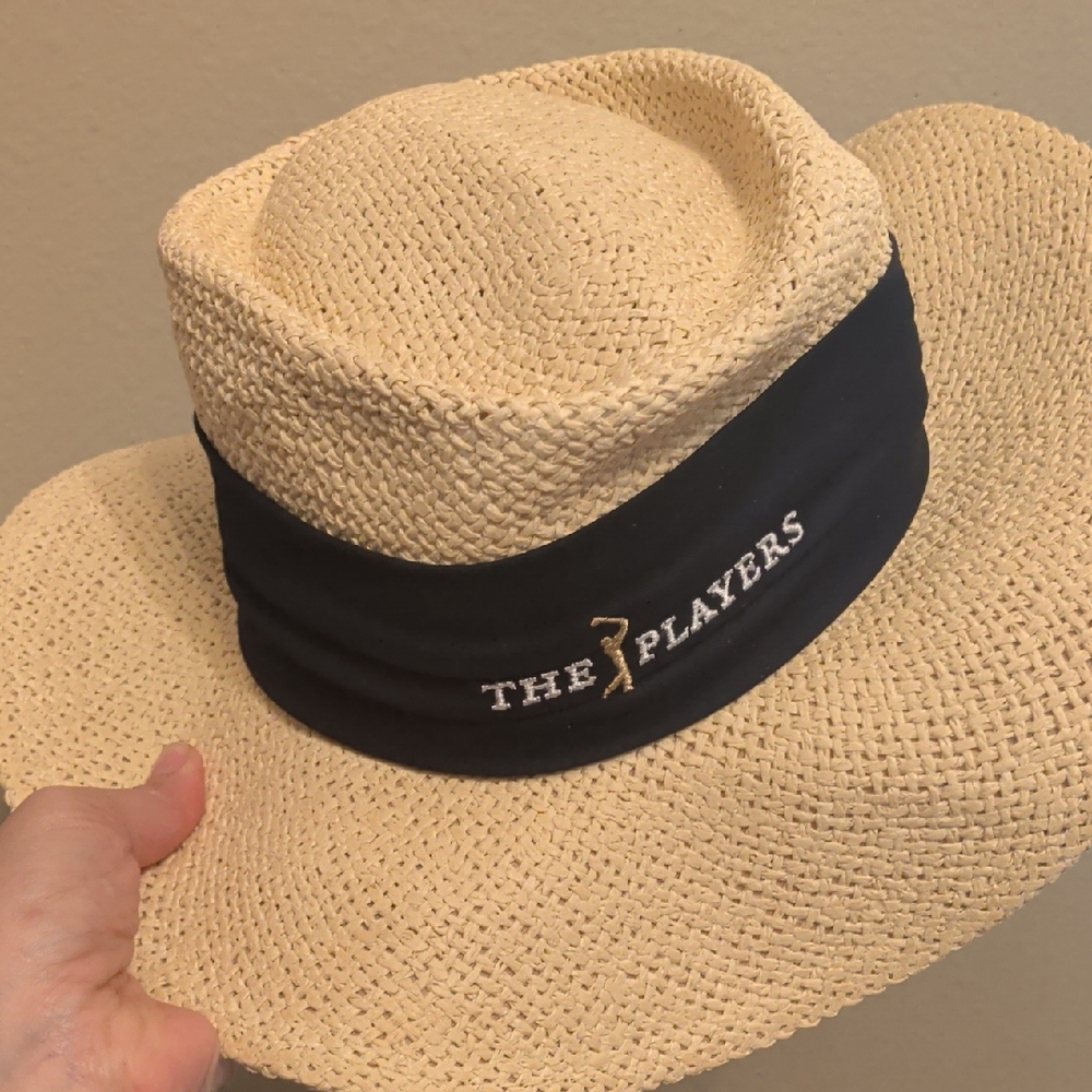 Head Tan Straw Hat with Black Band